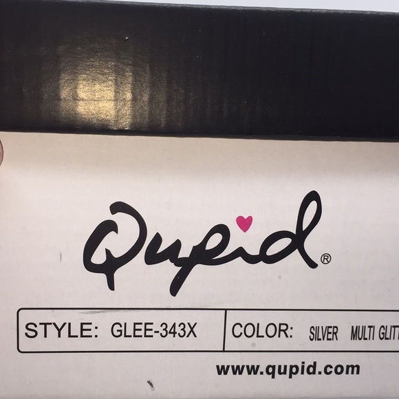 Qupid Woman’s Silver Multi Glitter Open Toe High Heels Size 7 - Picture 4 of 13